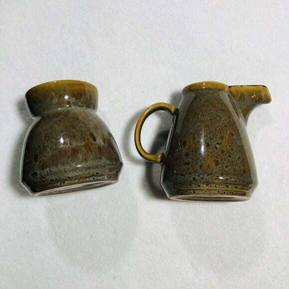 Gourmet Expressions Creamer Sugar Bowl Set Stoneware Speckled Retro Tableware - Picture 4 of 12